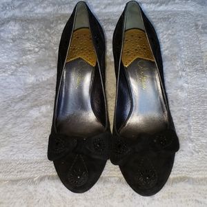Cole Haan Black Suede Pumps w/Grommet Design